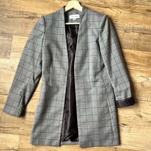Grey plaid work blazer from Calvin Klein